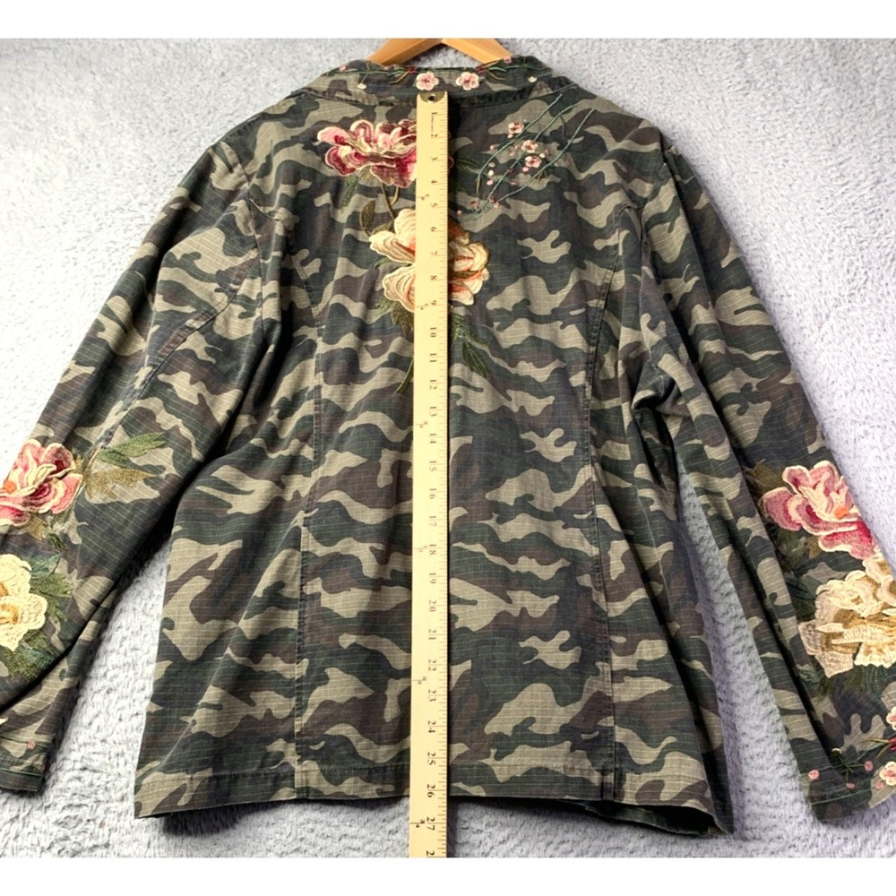 Paparazzi Jacket Womens XLarge Floral Embroidered Camo Button By Biz Enterprises - Picture 6 of 8